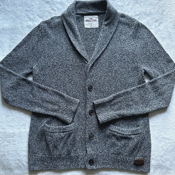 Classic Baggy Heather Gray Cotton Shawl Cardigan - Picture 2 of 11